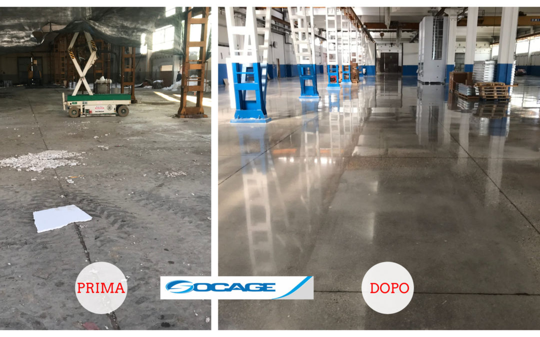 Grinding and polishing service on concrete floor – Modena, Italy