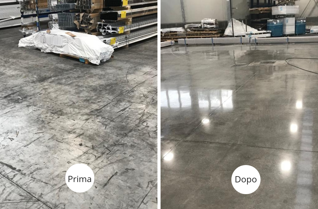 Grinding and polishing service on concrete floor – Milan, Italy